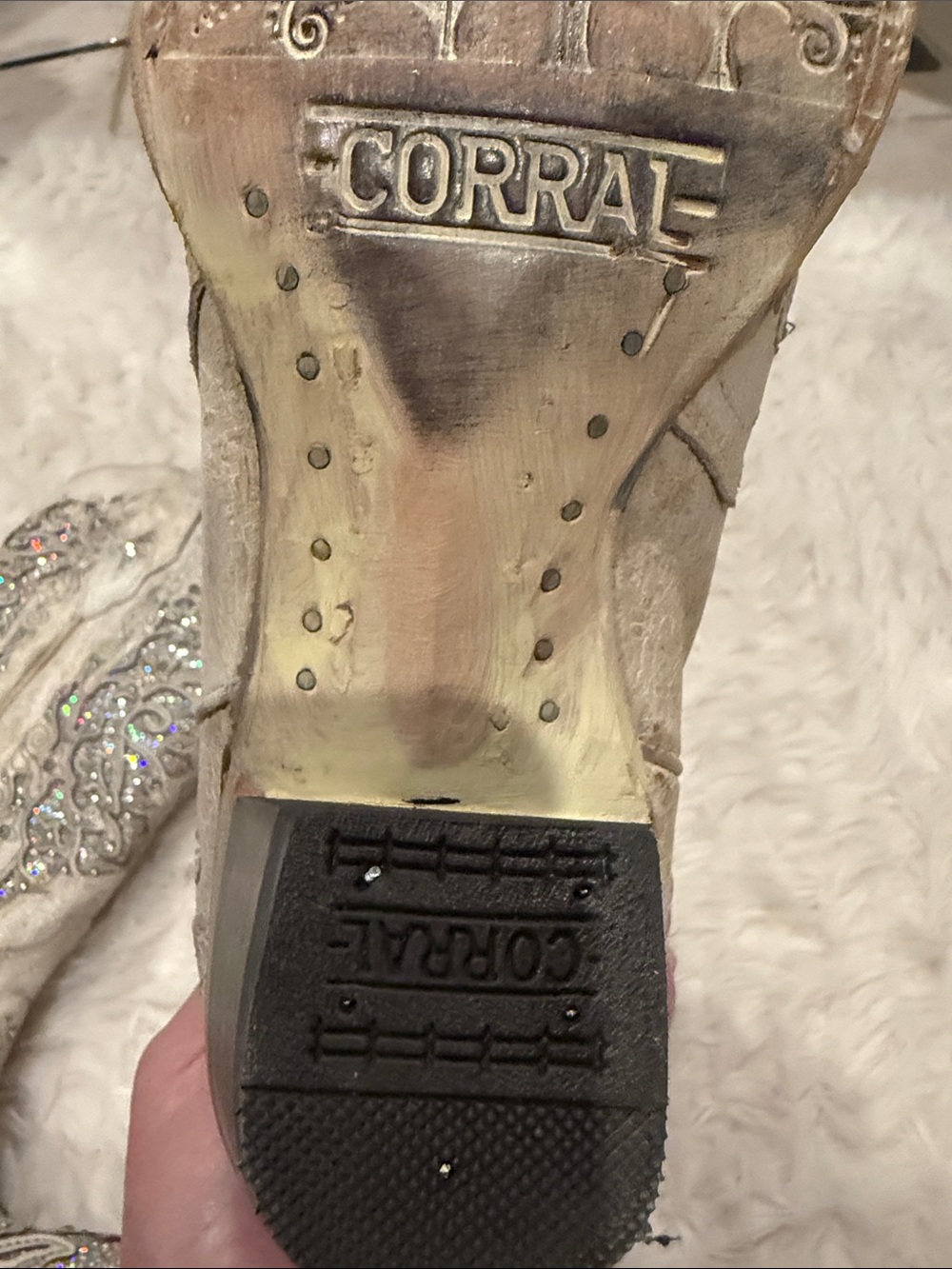 Corral Ivory Western Cowboy Boots with Embellished Upper - Picture 13 of 16